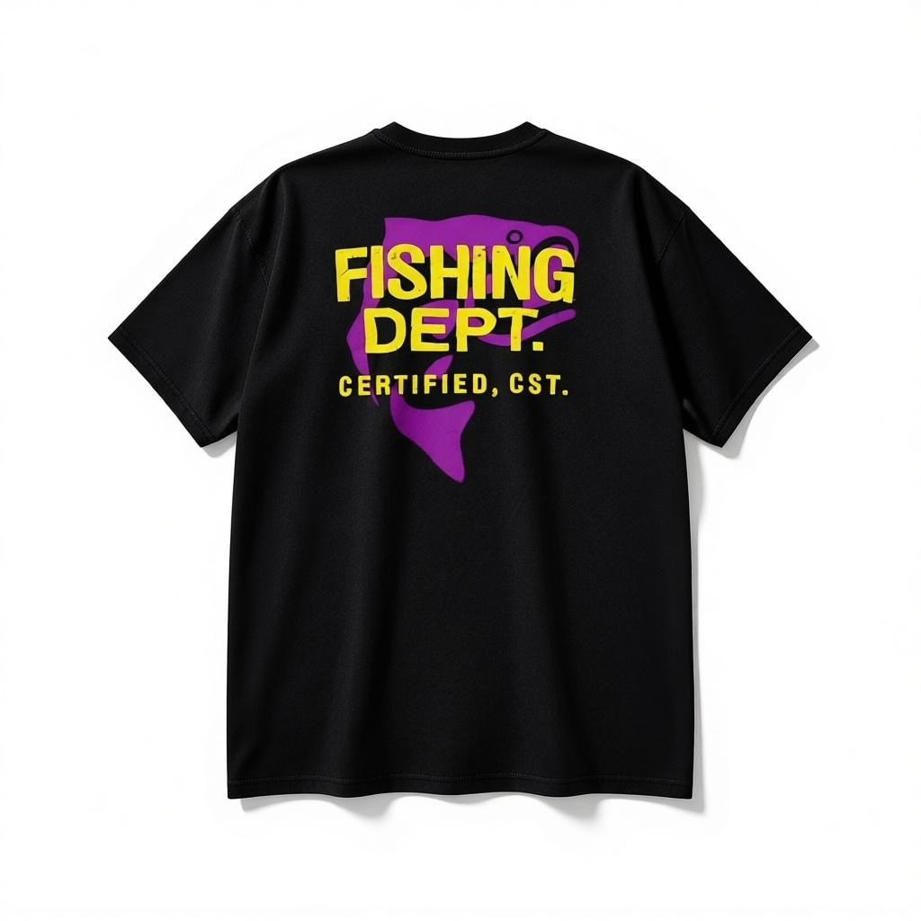 FISHING DEPT. OVERSIZED TEE PUFF PRINT [BLACK/YELLOW/PURPLE]