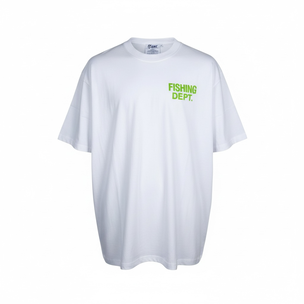 FISHING DEPT. OVERSIZED TEE PUFF PRINT
 [WHITE/LIME GREEN/NAVY]