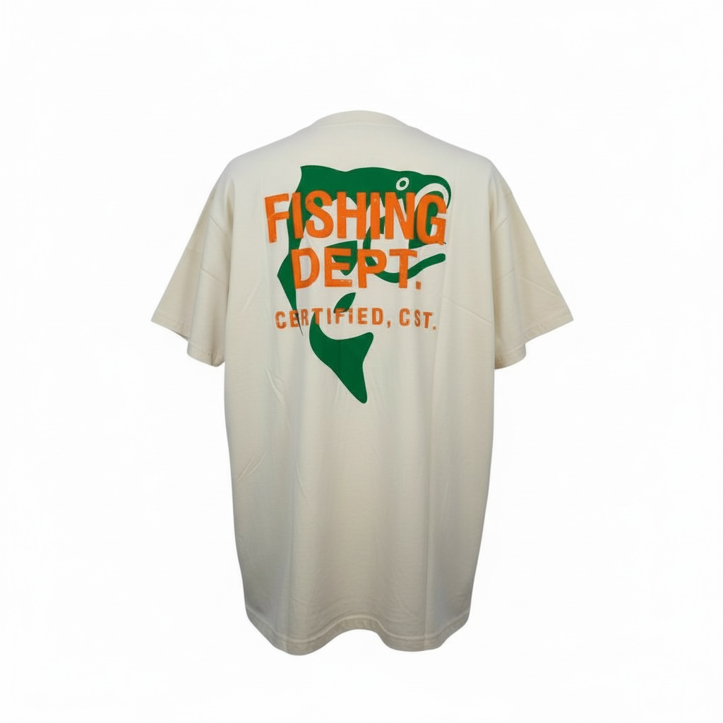 FISHING DEPT. OVERSIZED TEE PUFF PRINT
 [CREAM/ORANGE/GREEN]