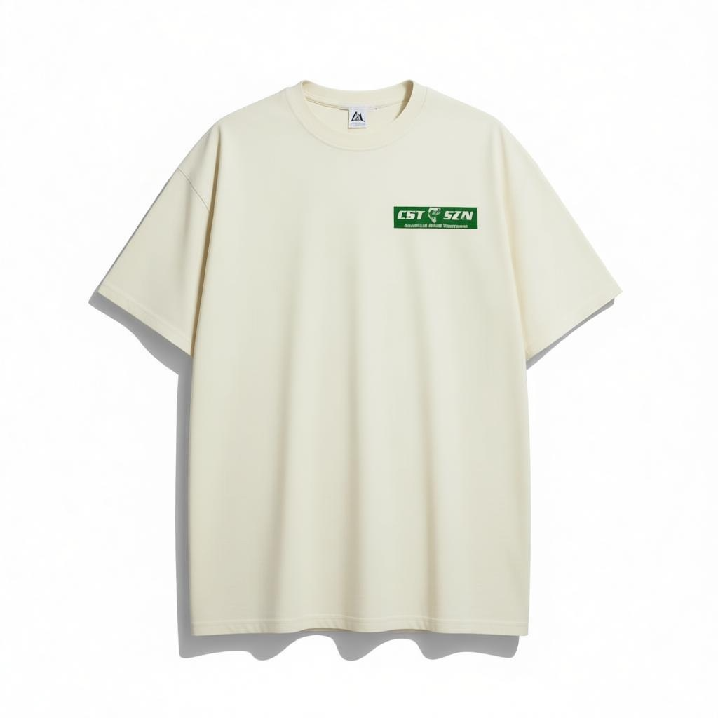 CST SZN OVERSIZED TEE [CREAM/GREEN FLOCK PRINT]