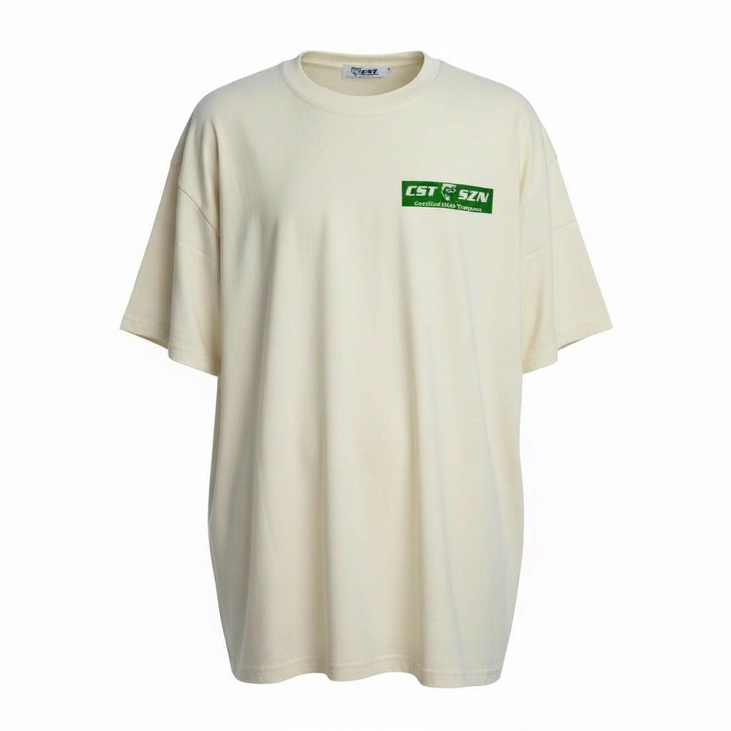 CST SZN OVERSIZED TEE [CREAM/GREEN FLOCK PRINT]