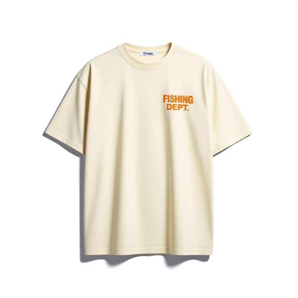 FISHING DEPT. OVERSIZED TEE PUFF PRINT
 [CREAM/ORANGE/GREEN]