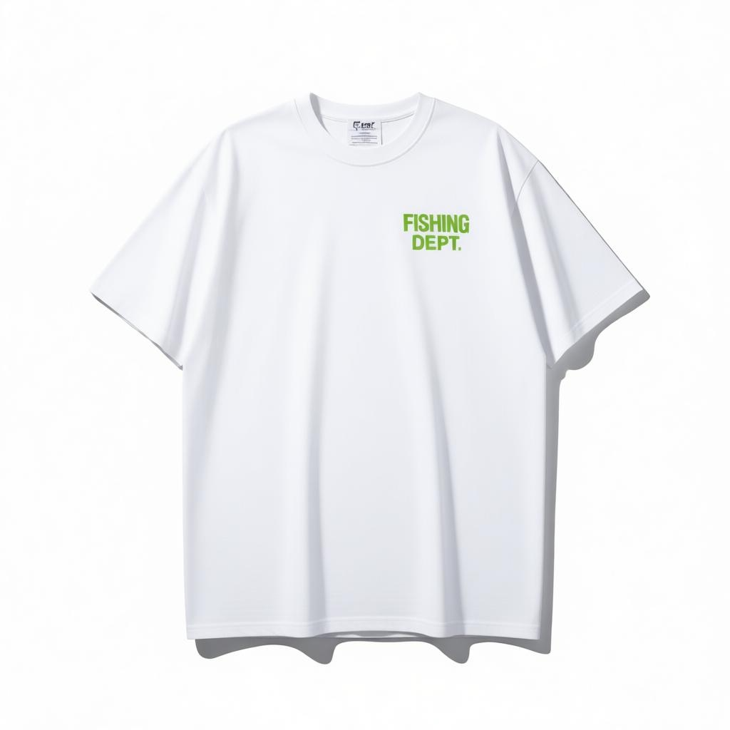 FISHING DEPT. OVERSIZED TEE PUFF PRINT
 [WHITE/LIME GREEN/NAVY]