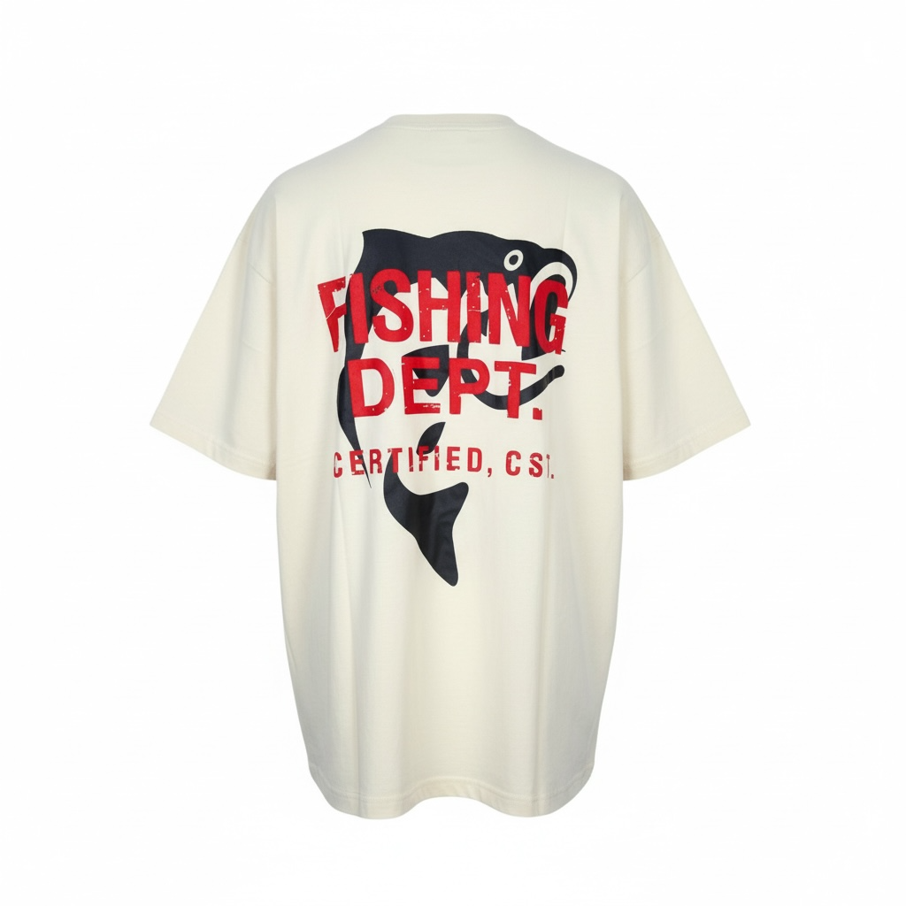 FISHING DEPT. OVERSIZED TEE PUFF PRINT  [CREAM/RED/BLACK]