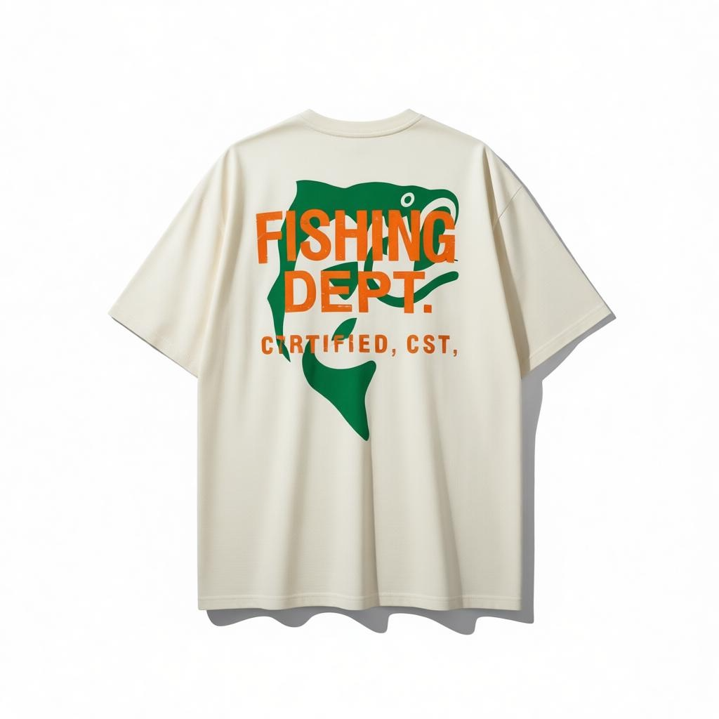 FISHING DEPT. OVERSIZED TEE PUFF PRINT
 [CREAM/ORANGE/GREEN]