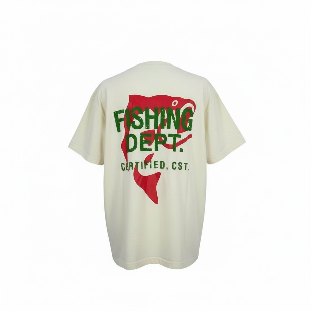 FISHING DEPT. OVERSIZED TEE PUFF PRINT  [CREAM/GREEN/RED]
