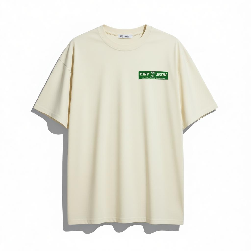 CST SZN OVERSIZED TEE [CREAM/GREEN FLOCK PRINT]