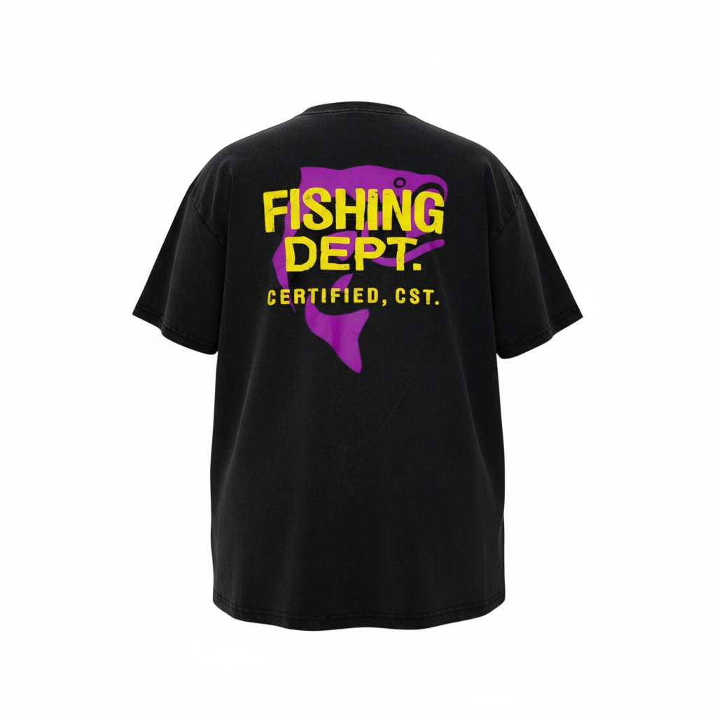 FISHING DEPT. OVERSIZED TEE PUFF PRINT [BLACK/YELLOW/PURPLE]