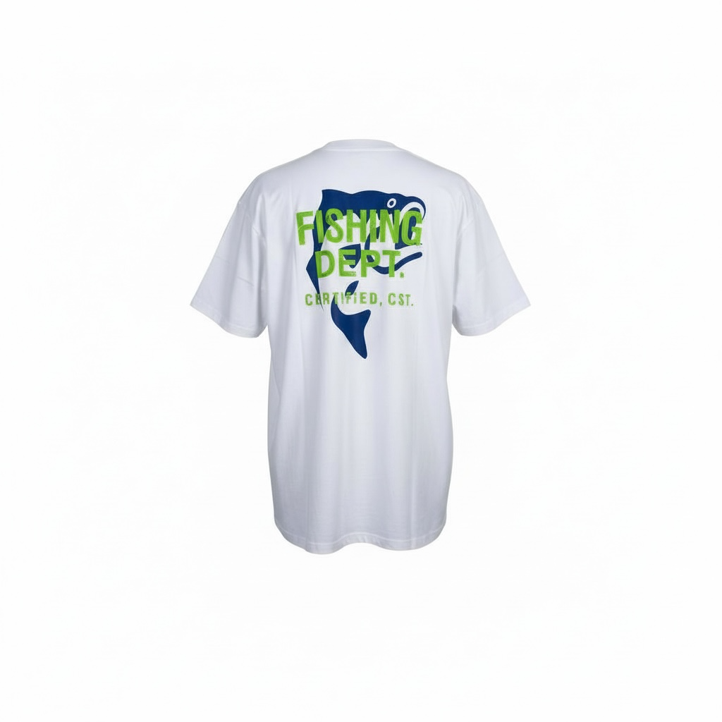 FISHING DEPT. OVERSIZED TEE PUFF PRINT
 [WHITE/LIME GREEN/NAVY]