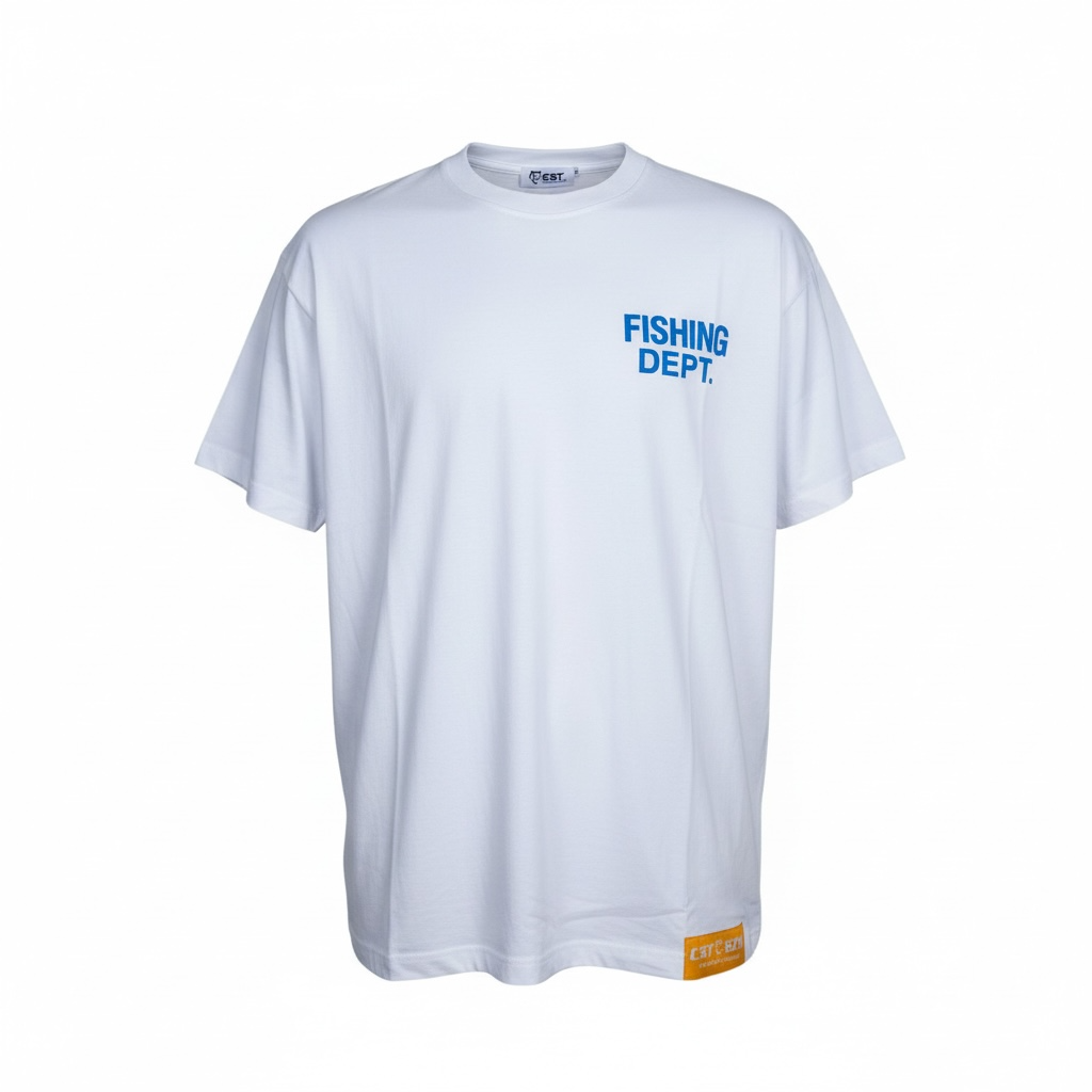 FISHING DEPT. OVERSIZED TEE PUFF PRINT  [WHITE/BLUE/YELLOW]