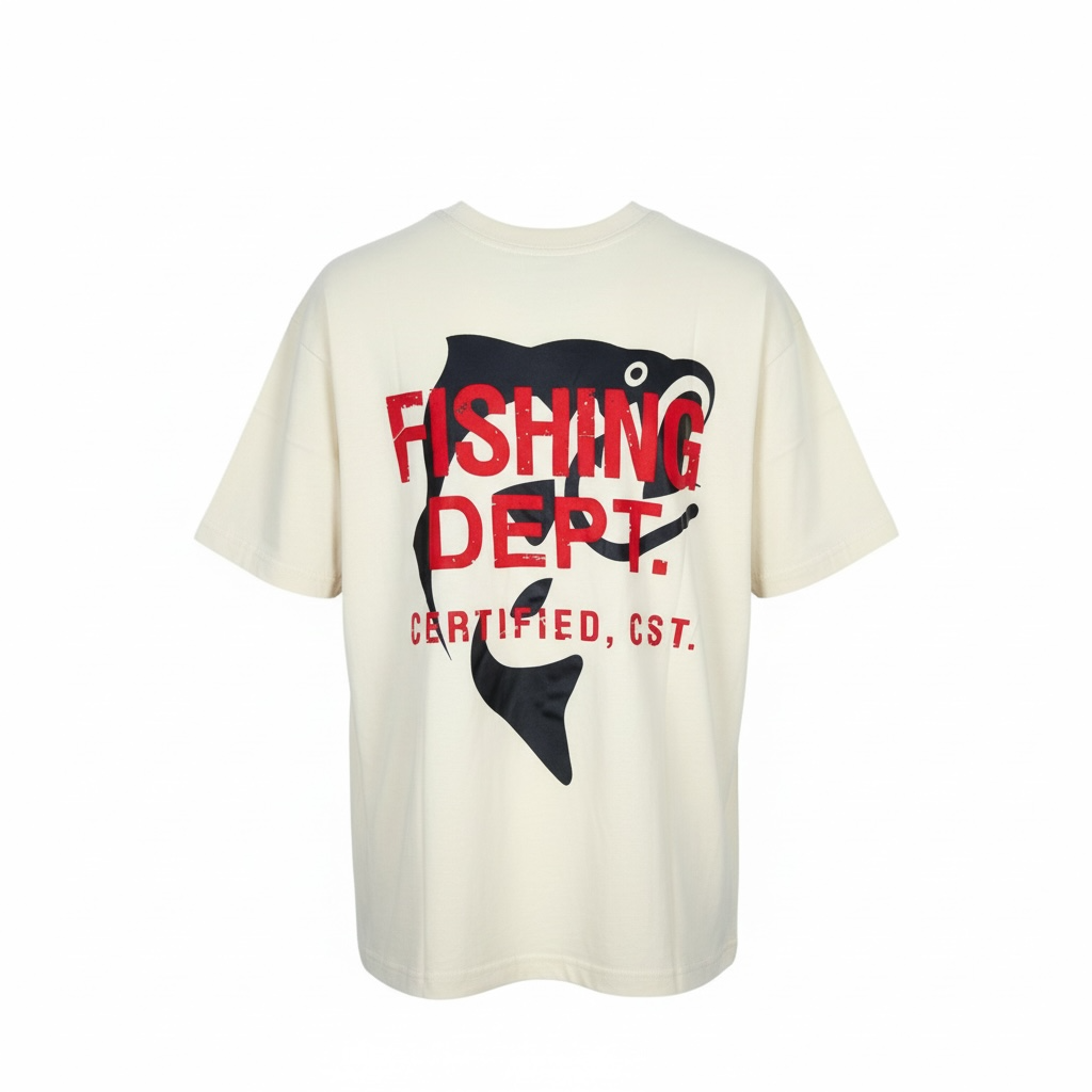 FISHING DEPT. OVERSIZED TEE PUFF PRINT  [CREAM/RED/BLACK]