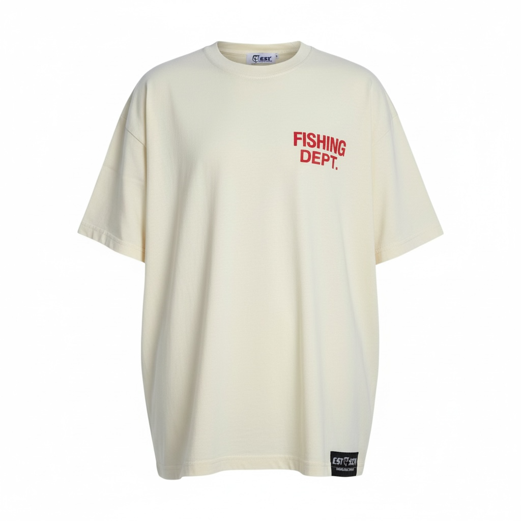 FISHING DEPT. OVERSIZED TEE PUFF PRINT  [CREAM/RED/BLACK]