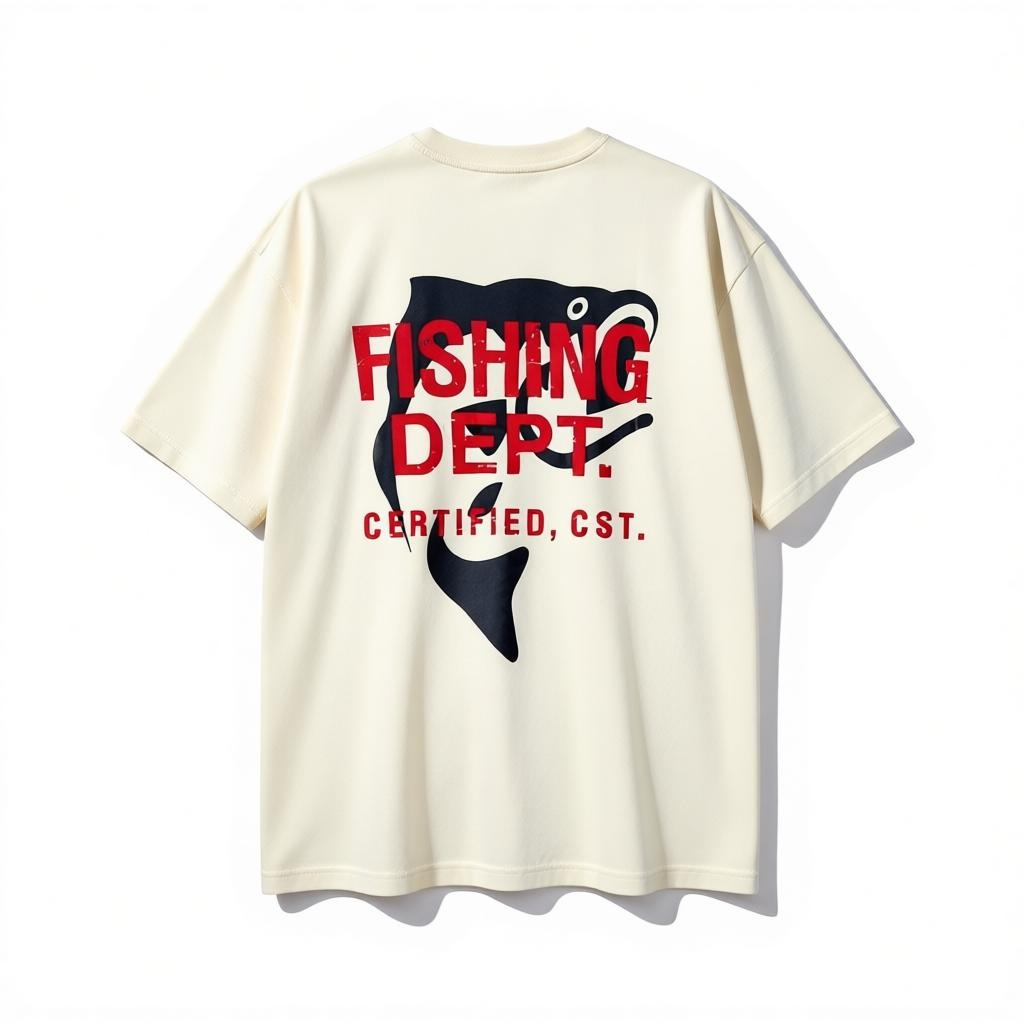 FISHING DEPT. OVERSIZED TEE PUFF PRINT  [CREAM/RED/BLACK]