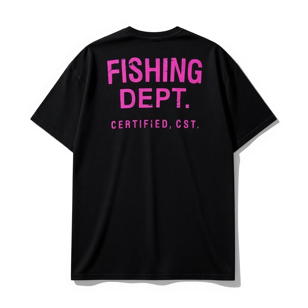 FISHING DEPT. OVERSIZED TEE (BLACK/PINK)