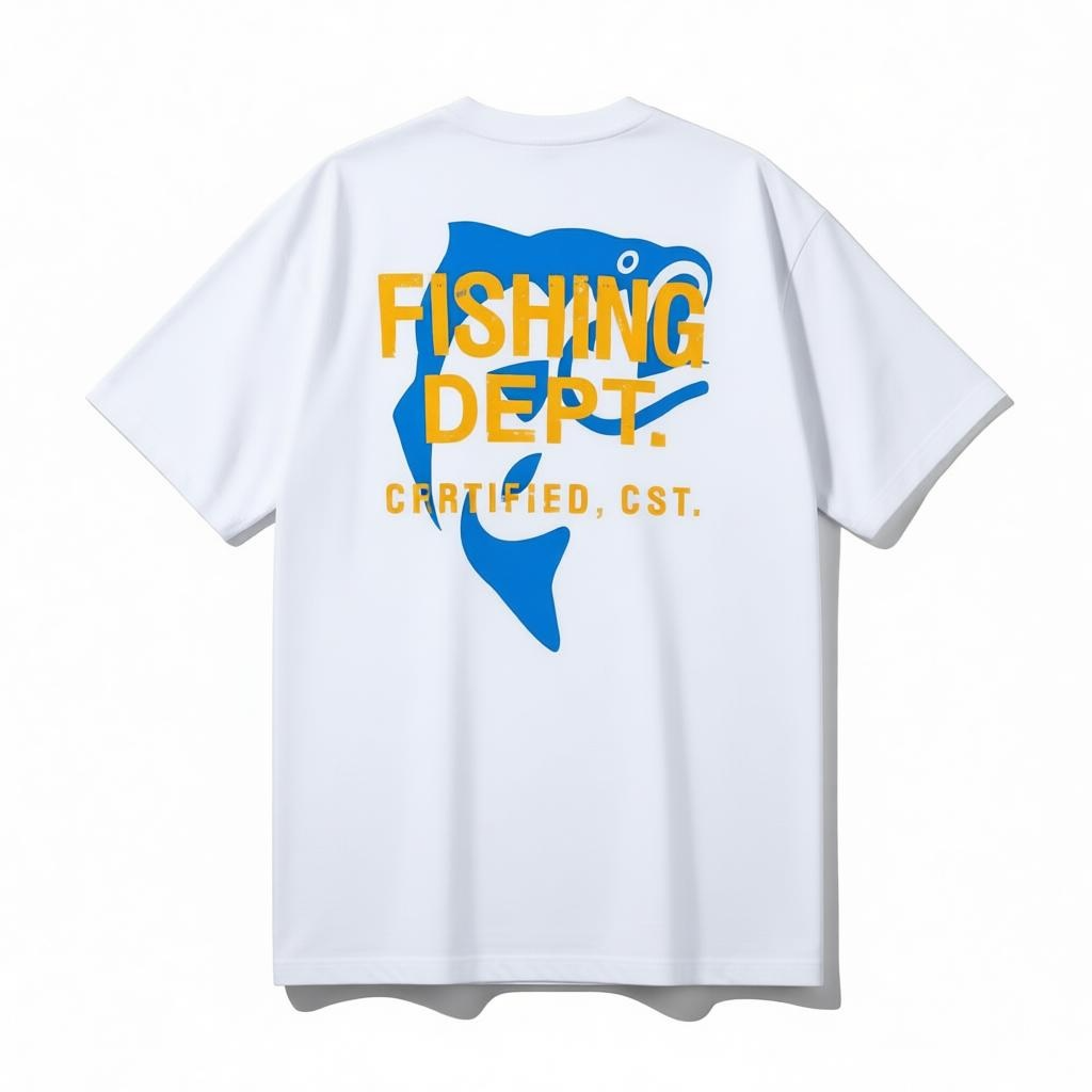 FISHING DEPT. OVERSIZED TEE PUFF PRINT  [WHITE/BLUE/YELLOW]