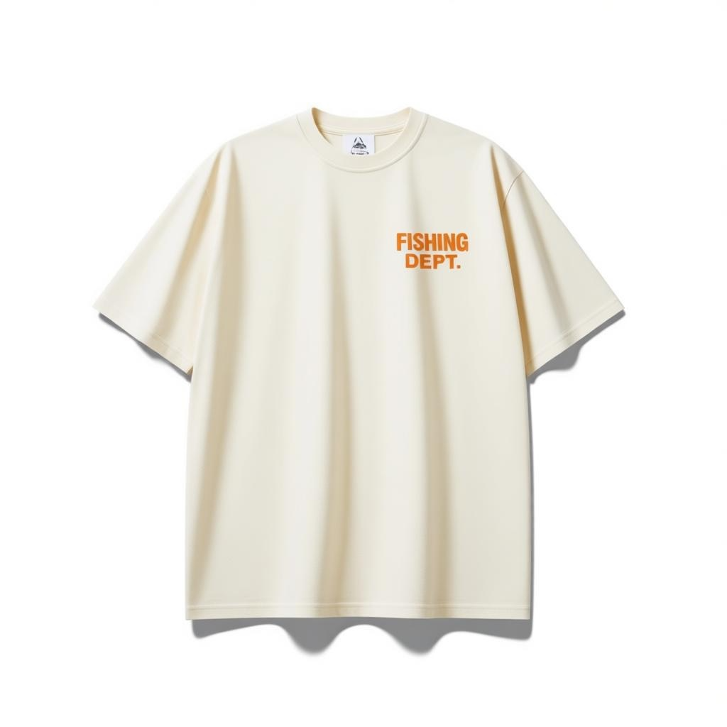FISHING DEPT. OVERSIZED TEE PUFF PRINT
 [CREAM/ORANGE/GREEN]
