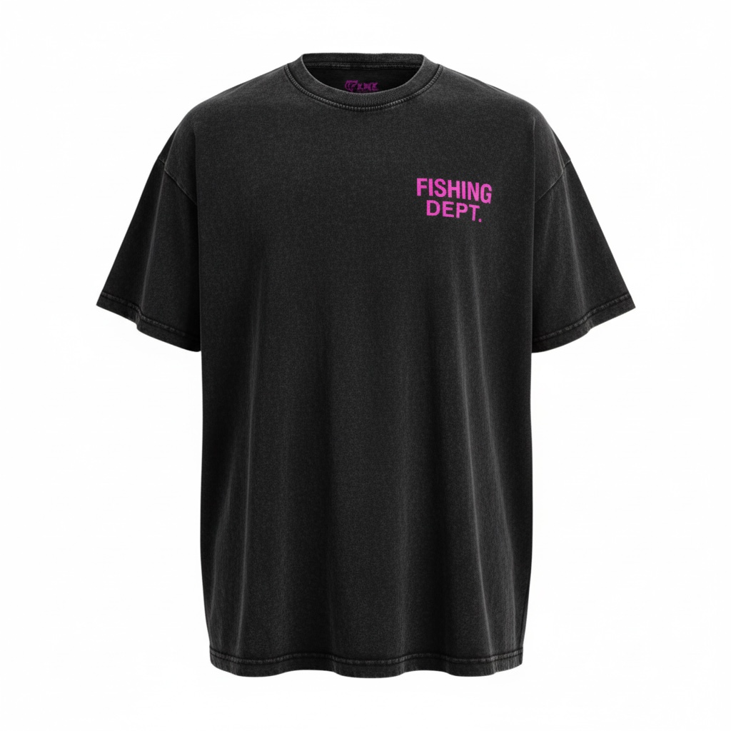 FISHING DEPT. OVERSIZED TEE (BLACK/PINK)