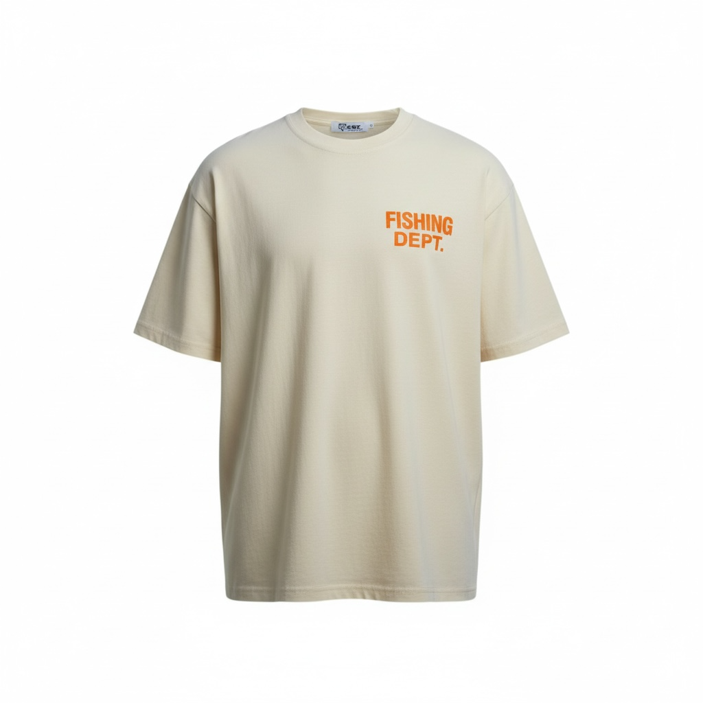 FISHING DEPT. OVERSIZED TEE PUFF PRINT
 [CREAM/ORANGE/GREEN]