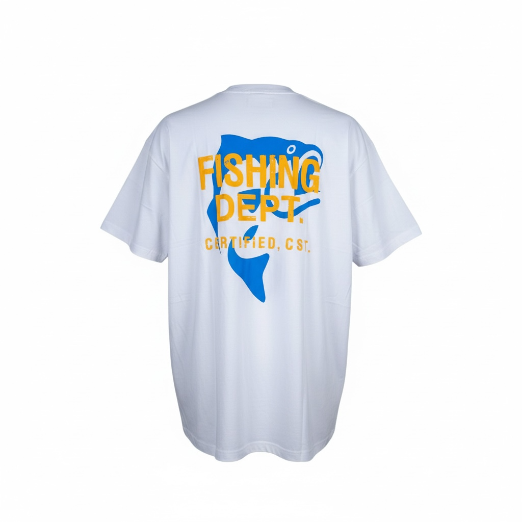 FISHING DEPT. OVERSIZED TEE PUFF PRINT  [WHITE/BLUE/YELLOW]