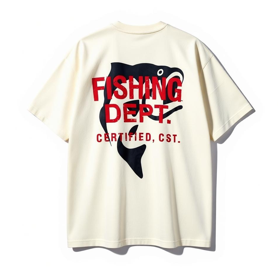 FISHING DEPT. OVERSIZED TEE PUFF PRINT  [CREAM/RED/BLACK]