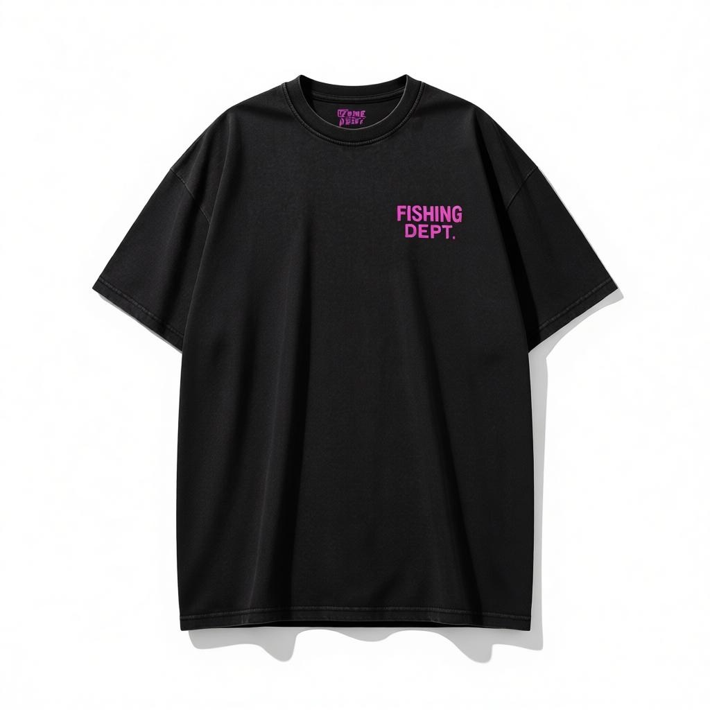 FISHING DEPT. OVERSIZED TEE (BLACK/PINK)