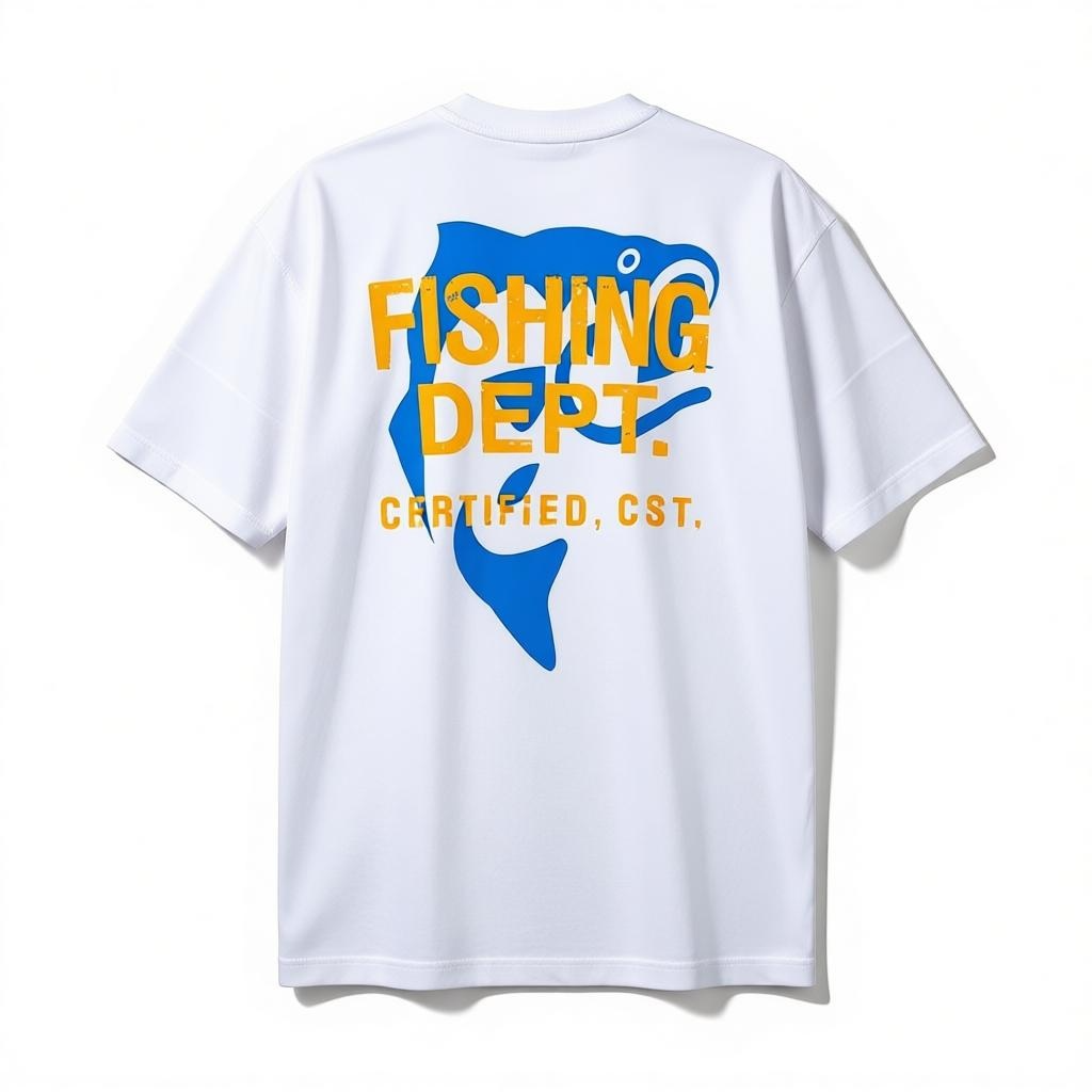 FISHING DEPT. OVERSIZED TEE PUFF PRINT  [WHITE/BLUE/YELLOW]